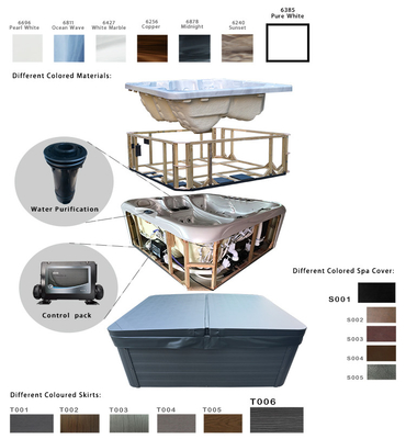 E-174S Anti Slip 850L 5 Persons Hot Tub ระบบไหลเข้าและออกอัตโนมัติ