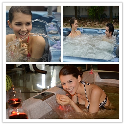 สระสปาว่ายน้ำแบบ Dual Zone สุดหรู อ่างน้ำวน สระว่ายน้ำกลางแจ้งแบบไม่มีที่สิ้นสุด
